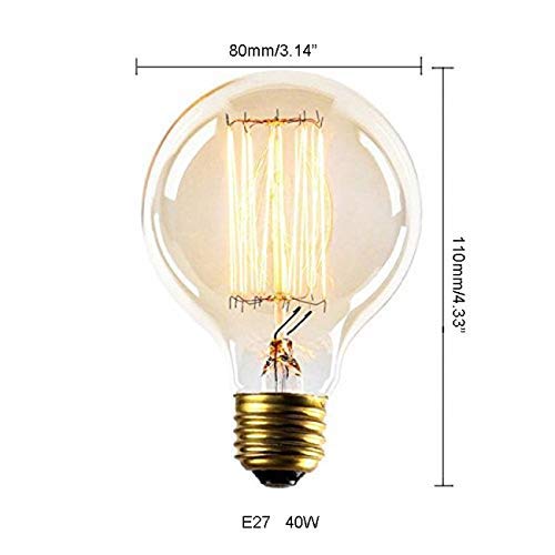 Globe Shape Edison Tungsten Filament Vintage Antique Light Bulb E27 G80