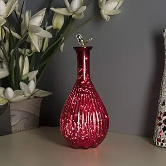 Mercury Red Ovoid Bottle Copper Star String Lights , Warm White LED Fairy Lights