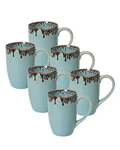 Turquoise Splash Handmade Irish Coffee Tea & Beer Mugs,Altered Glaze Latte Cups, Strips