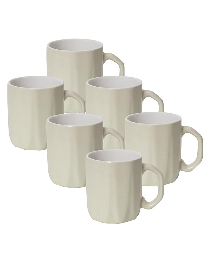 Grey Hexagon Handmade Irish Coffee Tea & Beer Mugs, Altered Glaze Latte Cups, Strips
