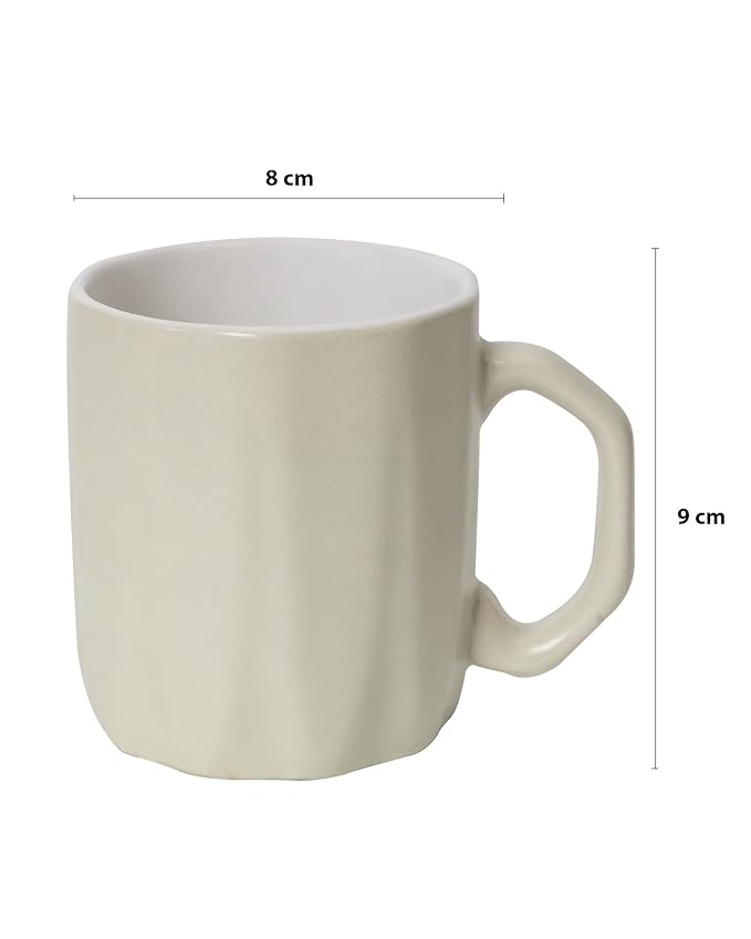 Grey Hexagon Handmade Irish Coffee Tea & Beer Mugs, Altered Glaze Latte Cups, Strips
