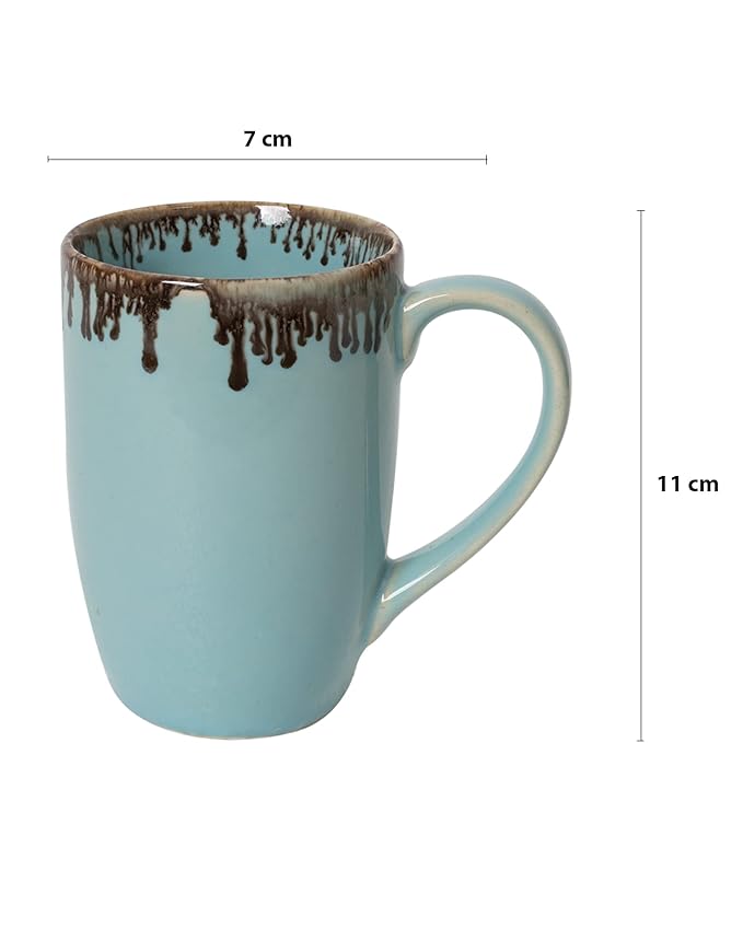 Turquoise Splash Handmade Irish Coffee Tea & Beer Mugs,Altered Glaze Latte Cups, Strips