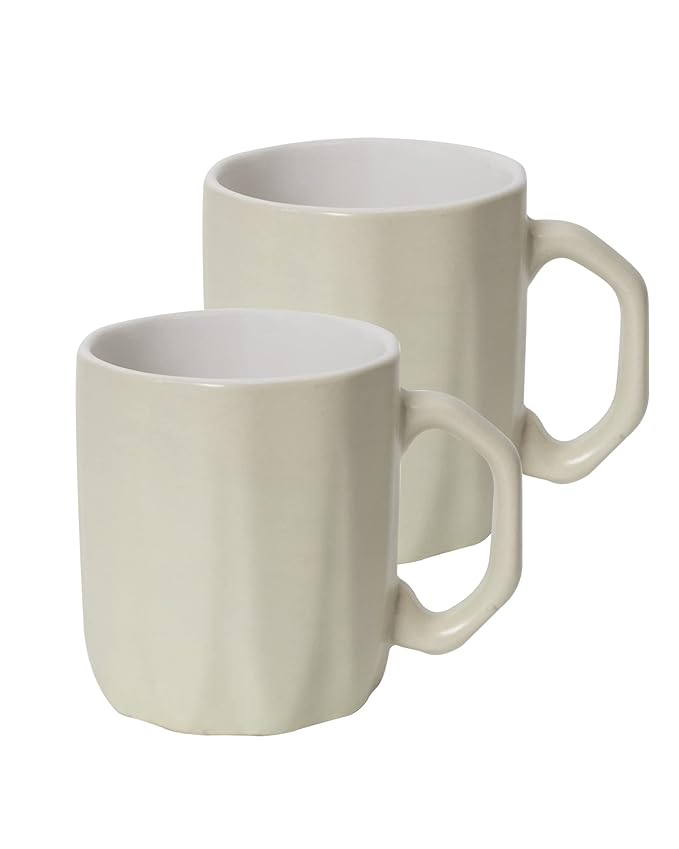 Grey Hexagon Handmade Irish Coffee Tea & Beer Mugs, Altered Glaze Latte Cups, Strips