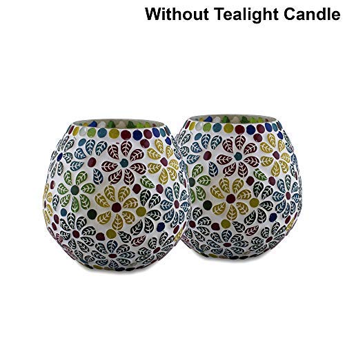 Moroccan Glass Mosaic Candle Holder, Tea Light holder Votive, Set of 2