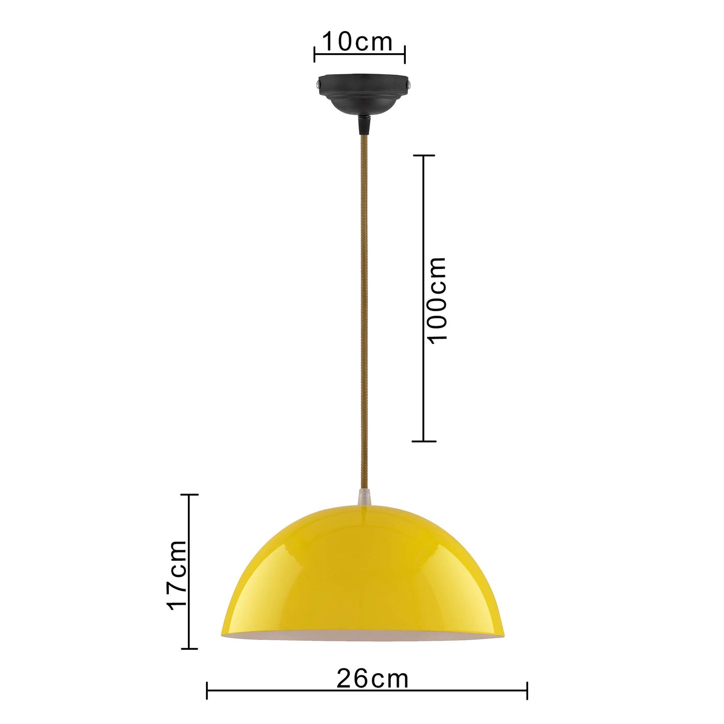 Homesake® Yellow Dome Pendant Light 10'' for Ceiling | Metal Hanging Lamp with Bulb | E27 Holder | Bulb Included | Modern Ceiling Light for Kitchen, Dining, Living Room, Cafe & Home Décor