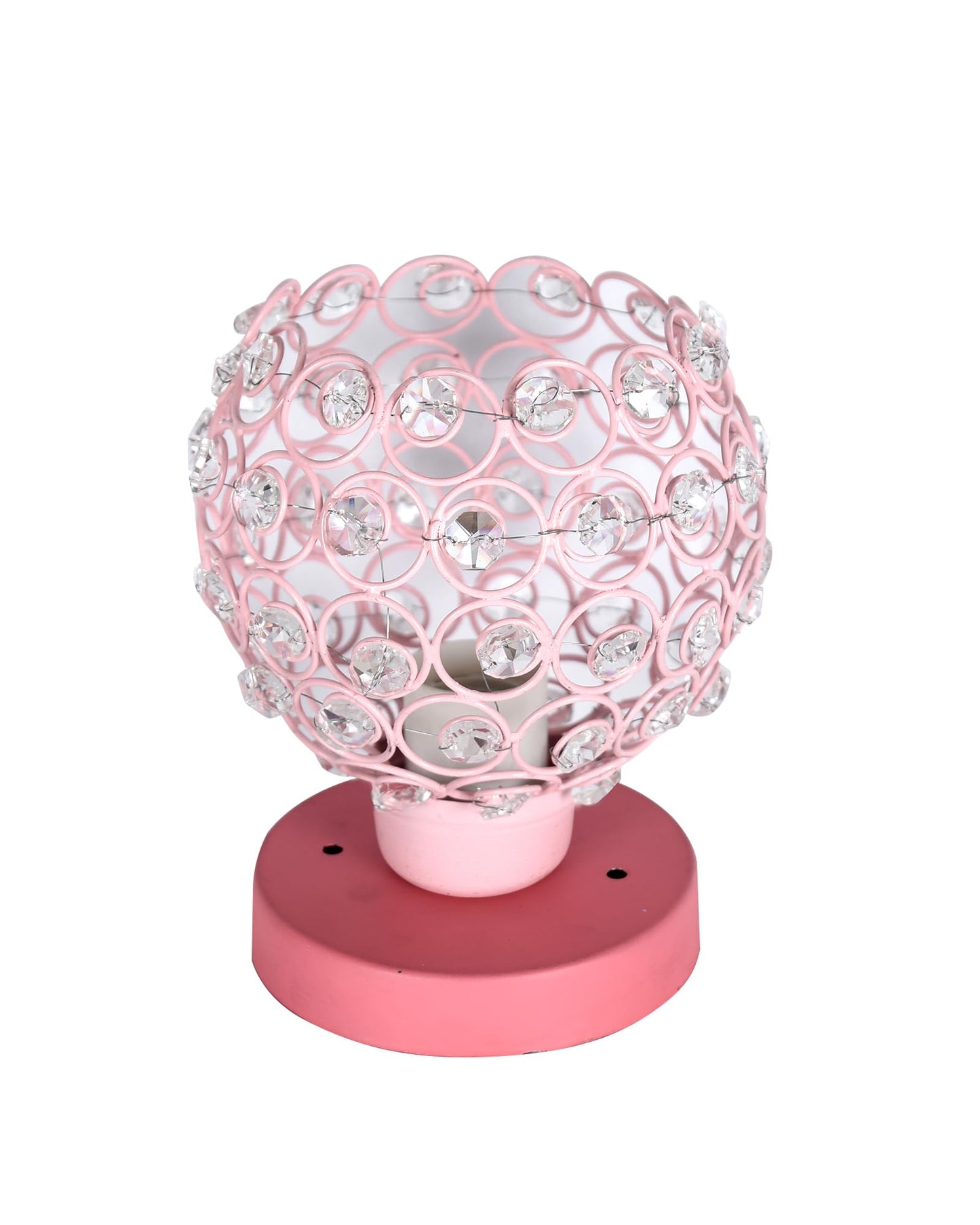 Semi Crystal Table Lamps Mood Lighting | Small Crystal Night Lamp Stylish Bedside Lamp Light | Unique Modern Decorative Desk Lamp for Bedroom Living Room, Pink