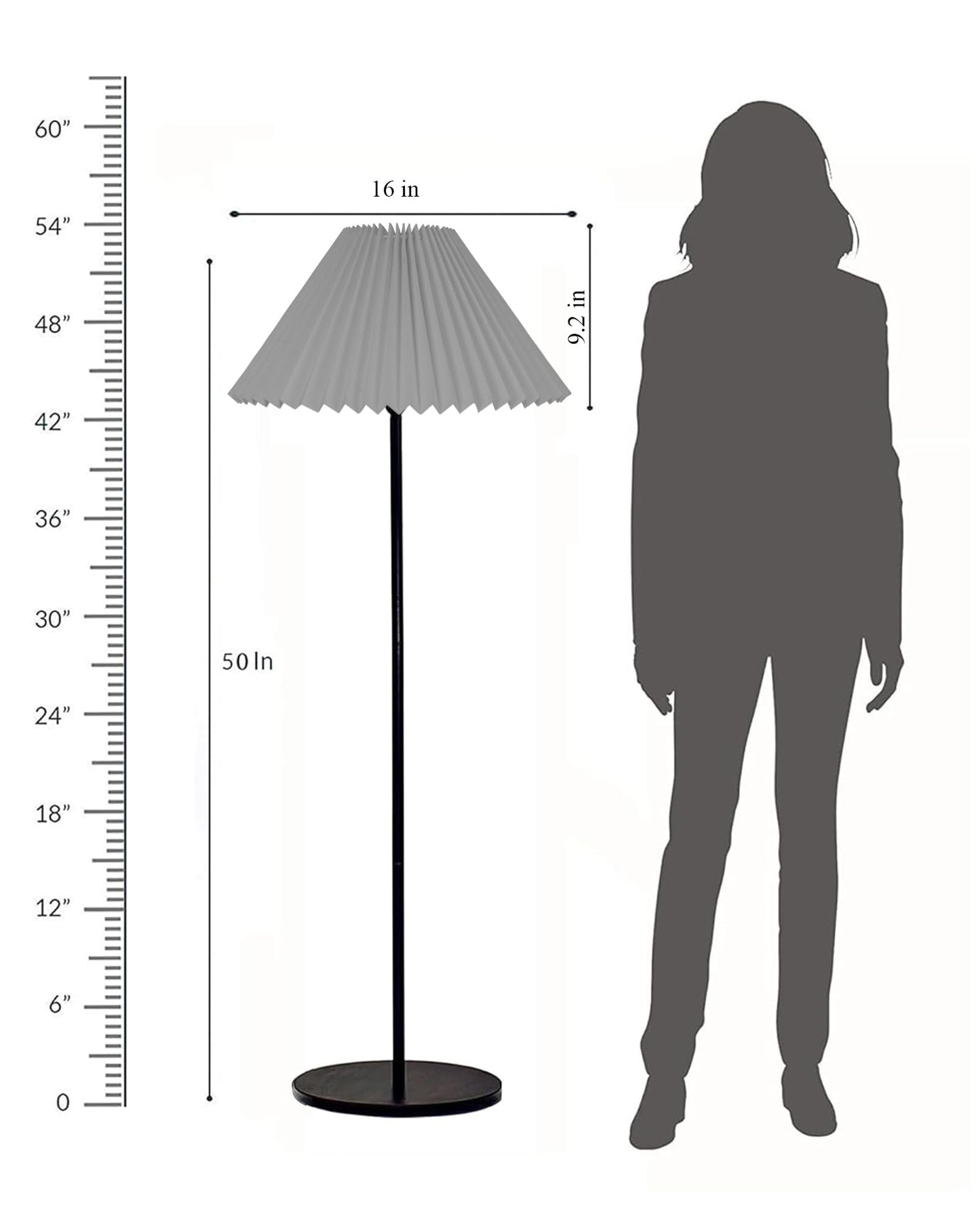 Homesake® Modern Floor Lamp for Living Room Traditional Farmhouse Boho Floor Lamp Mid-Century Pole Lamp, Linen Lamp Shade Side Standing Lamps | Corner Lamp Light | Hall Bedroom Office, Pleated White