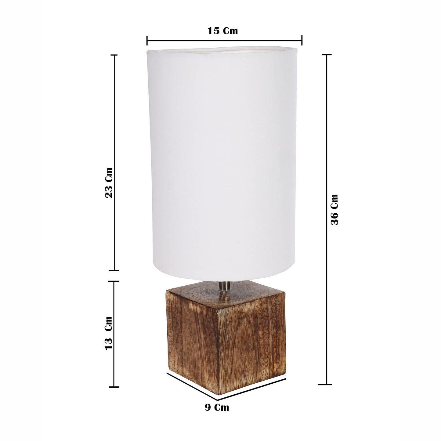 Modern Zen Wooden Lampshade Nightstand Lamps, Antique Base E27 Creative Reading Bedside Lamps Ideal for Bedroom, Cube