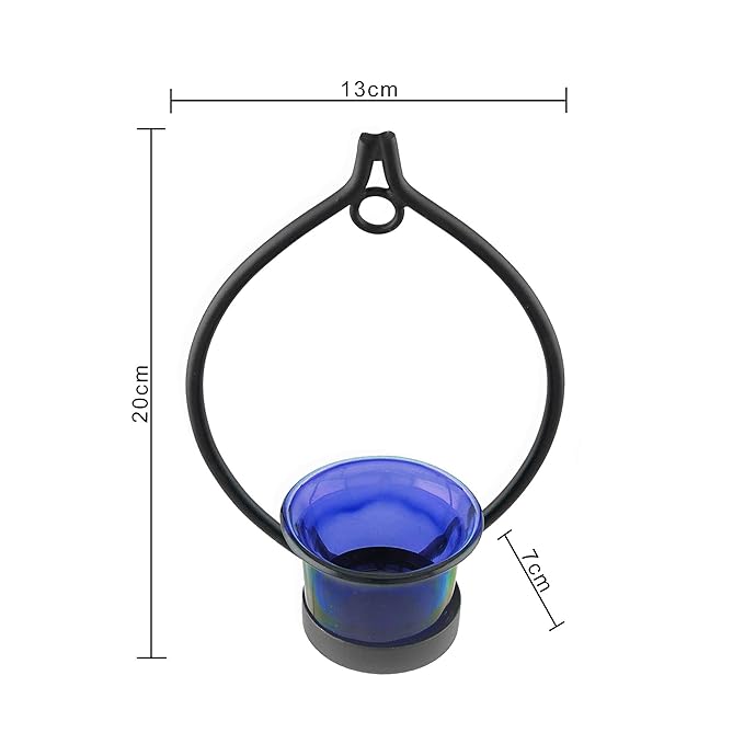 Set of 2 Decorative Black Eye Wall Sconce/Candle Holder With Glass and Free T-light Candles