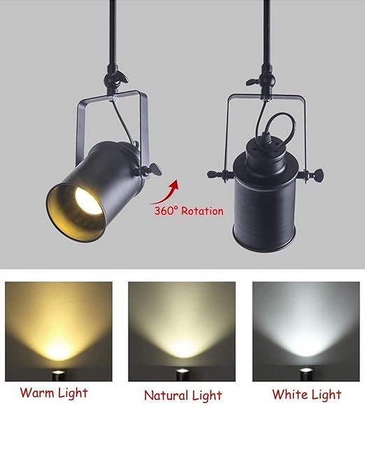 Industrial 4-Light Track Lighting Kit, Black Flush Mount Wall/Ceiling Spot Lights Fixture, Directional Ceiling Light for Kitchen,Dining Room, Living Room, Hallway, Bathroom, Cabinet