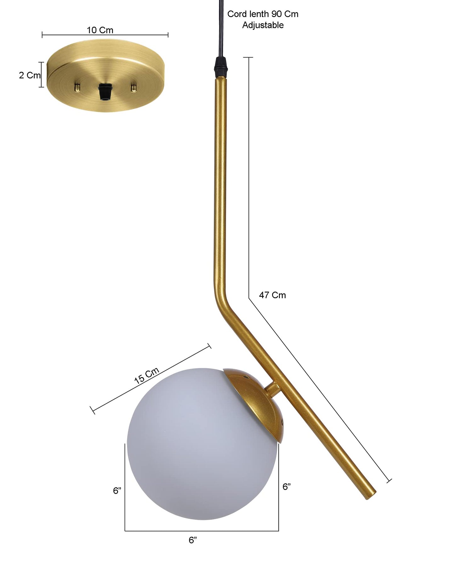 Homesake® Mid Century Modern Light Chandelier Lighting, White Frosted Glass Globe Lampshade Pendant Indoor Hanging Light Fixture (Rubbed Bronze Tilt L)