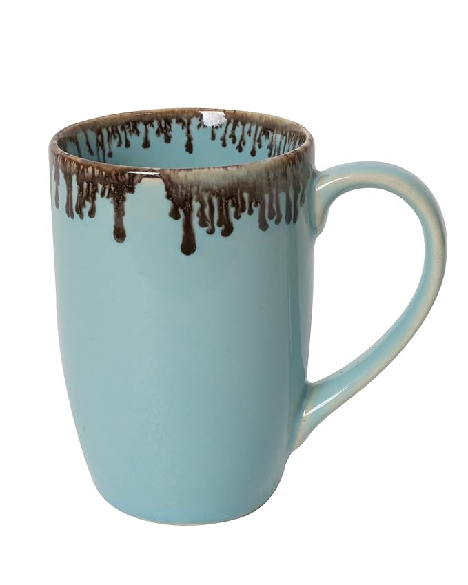 Turquoise Splash Handmade Irish Coffee Tea & Beer Mugs,Altered Glaze Latte Cups, Strips