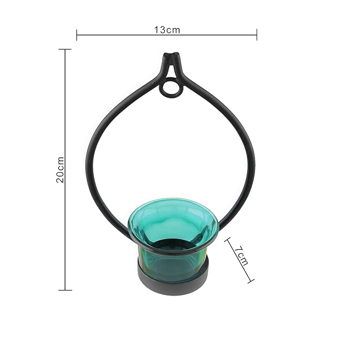 Set of 2 Decorative Black Eye Wall Sconce/Candle Holder With Glass and Free T-light Candles