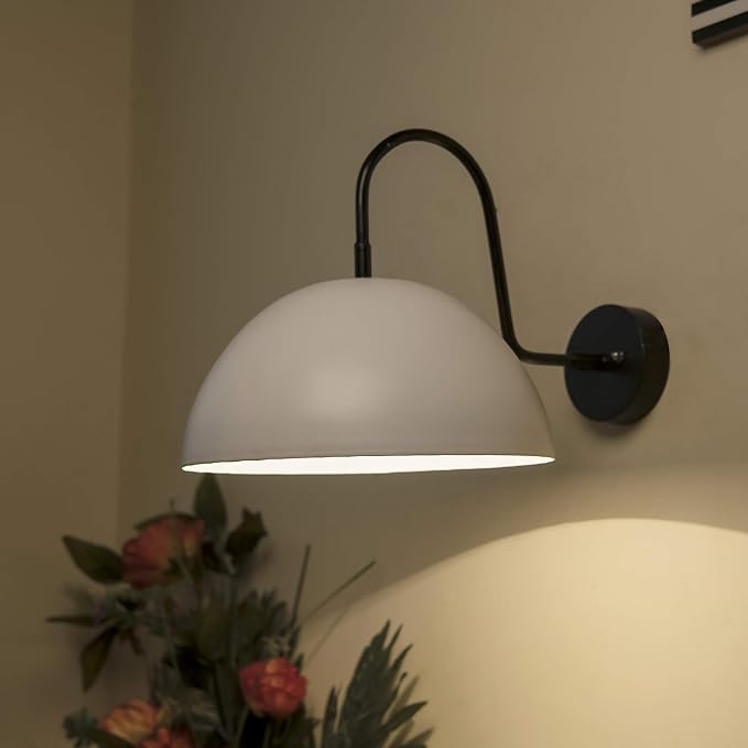 Metallic Pendant 10" Wall Sconce Gooseneck Retro Wall Light Fixtures for Bedroom Nightstand, Barn Warehouse