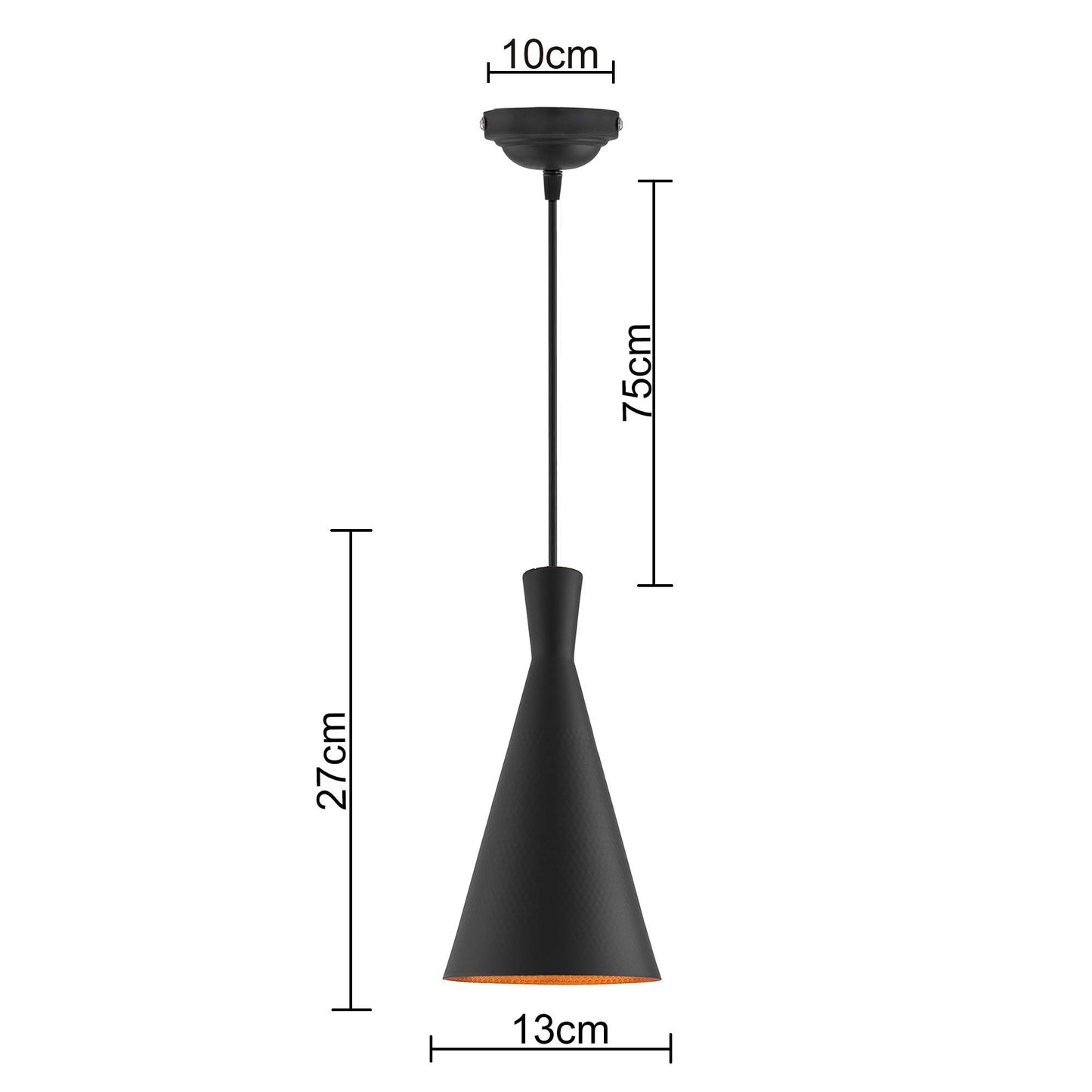 Homesake® Modern Black Metal Pendant Lights - Industrial Style Hanging Cone Lamps for Living Room, Dining Room, Kitchen, Adjustable Cord, LED Compatible, Trendy Home Decor Lighting Fixtures - Set of 2