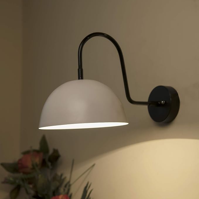 Metallic Pendant 8" Wall Sconce Gooseneck Retro Wall Light Fixtures for Bedroom Nightstand, Barn Warehouse
