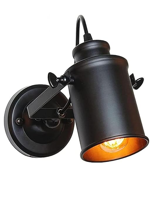 Industrial 1-Light Track Lighting Kit, Black Flush Mount Wall/Ceiling Spot Lights Fixture, Directional Ceiling Light for Kitchen,Dining Room, Living Room, Hallway, Bathroom, Cabinet