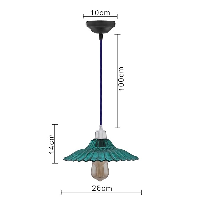 Industrial vintage E27 Colored Glass pendant Lampshade, Filament/LED hanging ceiling light,