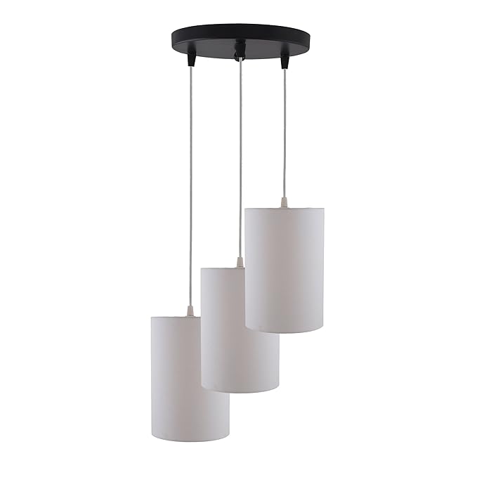 3-lights Round Cluster Chandelier shade Hanging Pendant Light with Braided Cord