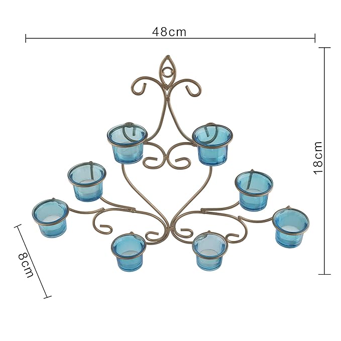 8-Votive Chic Golden Iron Wall Sconce Candle Holder, Candle Tealight Holder,Wall art