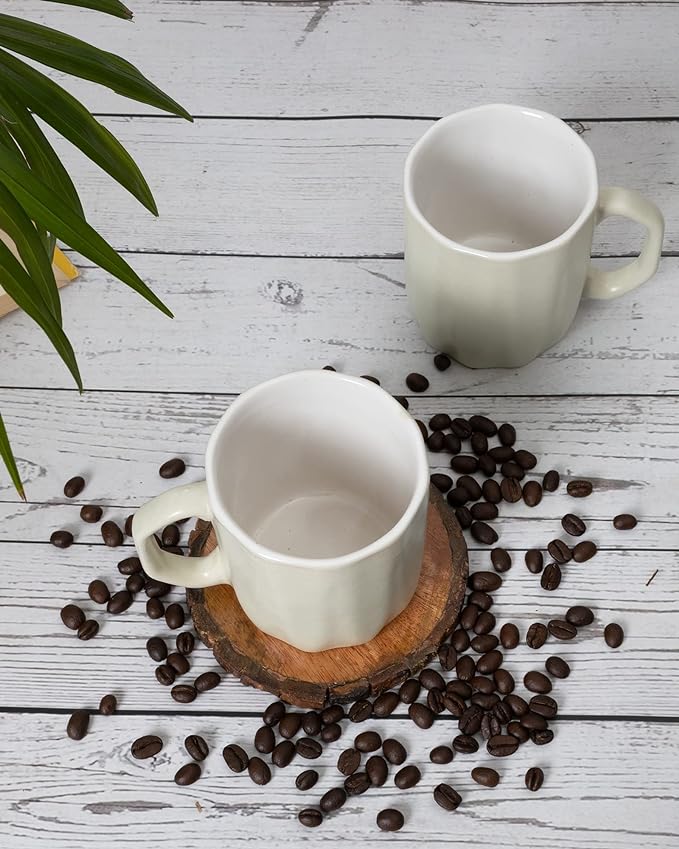Grey Hexagon Handmade Irish Coffee Tea & Beer Mugs, Altered Glaze Latte Cups, Strips