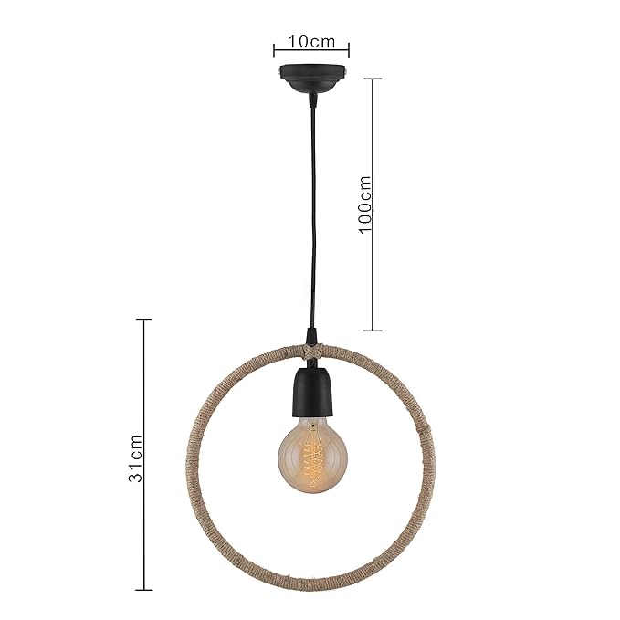 Modern Metal Pendant Lights Hemp Rope Decor Hanging Lamp E27 Loft Ceiling Light with filament bulb