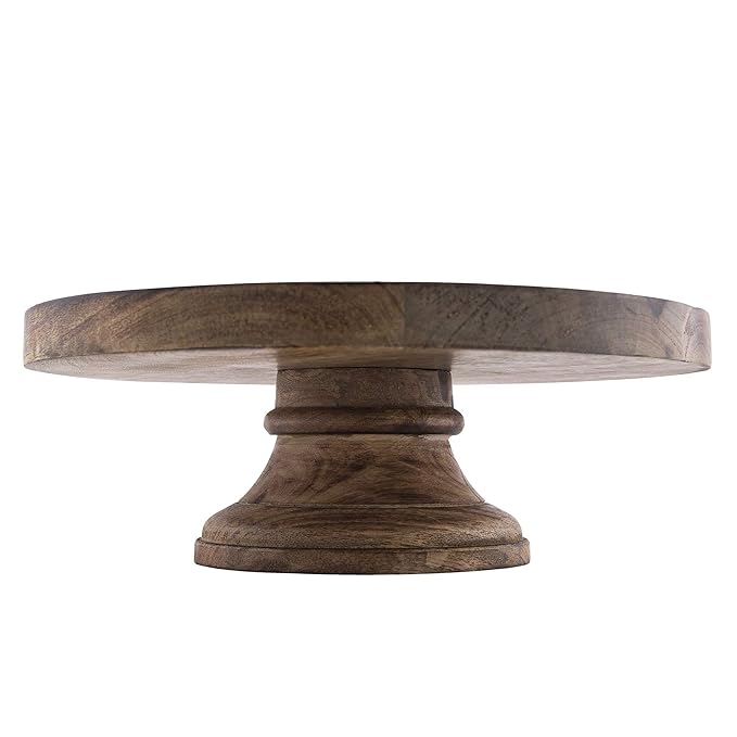 12 Inch Round Wooden Cake and Dessert Pedestal Display Stand