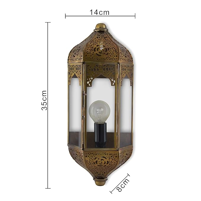 Vintage Moroccan Wall Sconce Lamp, Decorative Door Light, antique Brass finish