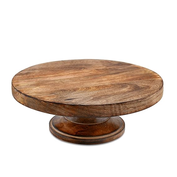 12 Inch Round Wooden Cake and Dessert Pedestal Display Stand