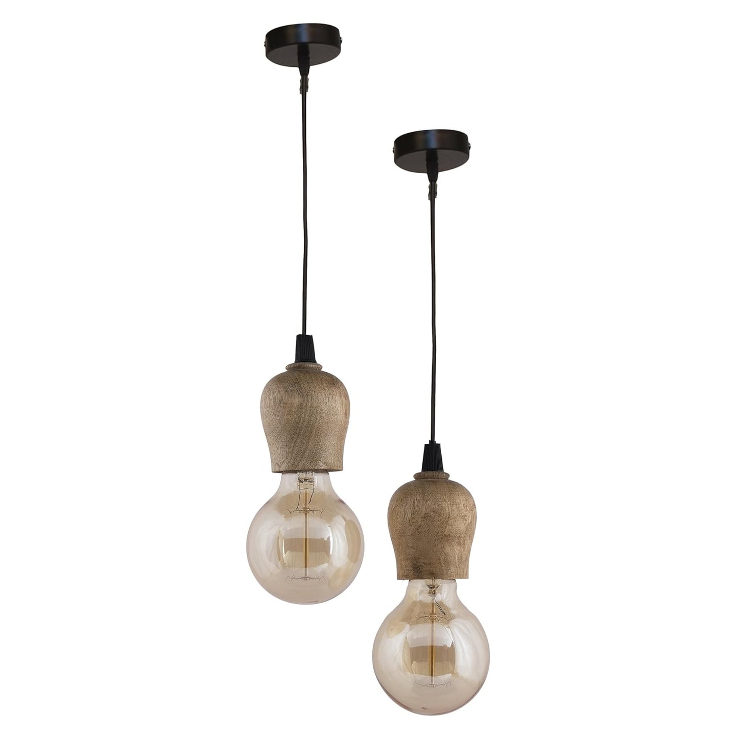 Edison Filament Wooden walnut Bubble Bulb Holder, Urban, retro, nordic style, with fixture