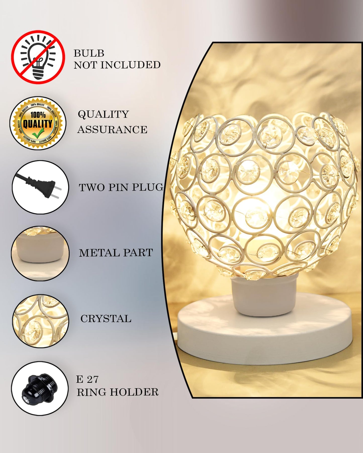 Semi Crystal Table Lamps Mood Lighting | Small Crystal Night Lamp Stylish Bedside Lamp Light | Unique Modern Decorative Desk Lamp for Bedroom Living Room, Pink