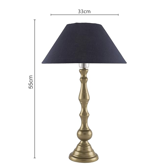 Teardrop gold brushed lamp with shade