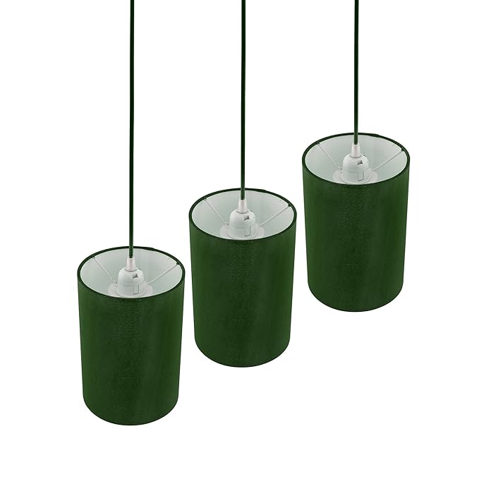 3-Lights Linear Cluster Chandelier Classic Cylinder Hanging Shade Pendant, Decorative, Black, Kitchen Area and Dining Room Light, LED/Filament Light