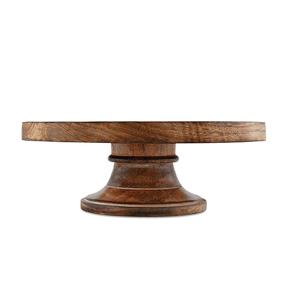 12 Inch Round Wooden Cake and Dessert Pedestal Display Stand