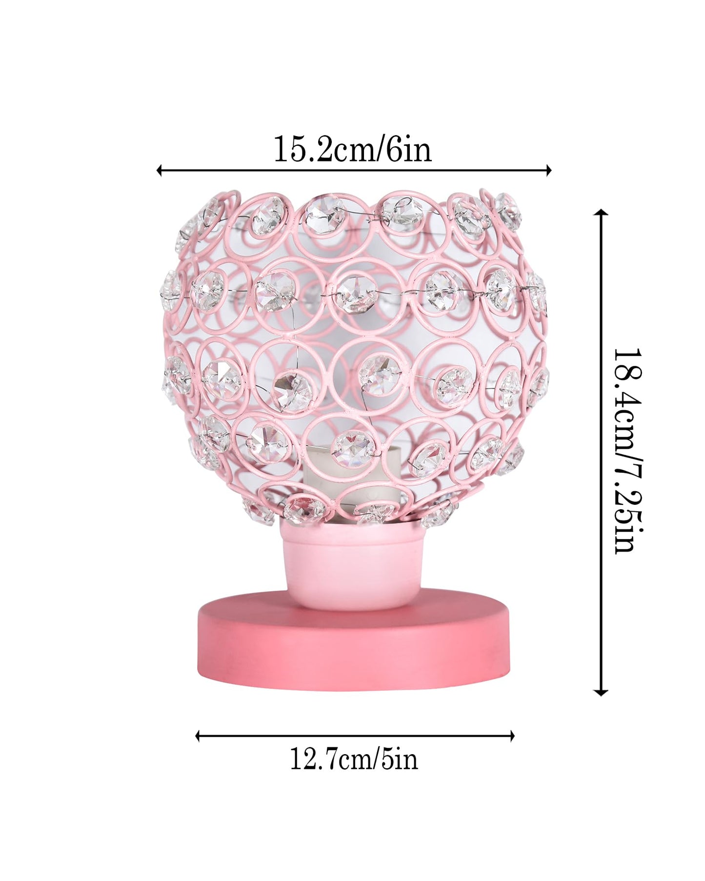 Semi Crystal Table Lamps Mood Lighting | Small Crystal Night Lamp Stylish Bedside Lamp Light | Unique Modern Decorative Desk Lamp for Bedroom Living Room, Pink