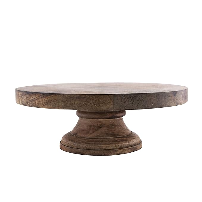 12 Inch Round Wooden Cake and Dessert Pedestal Display Stand