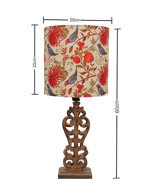 Sculptural Hand Carved Wood Table Lamp with Savannah shade, Antique Black