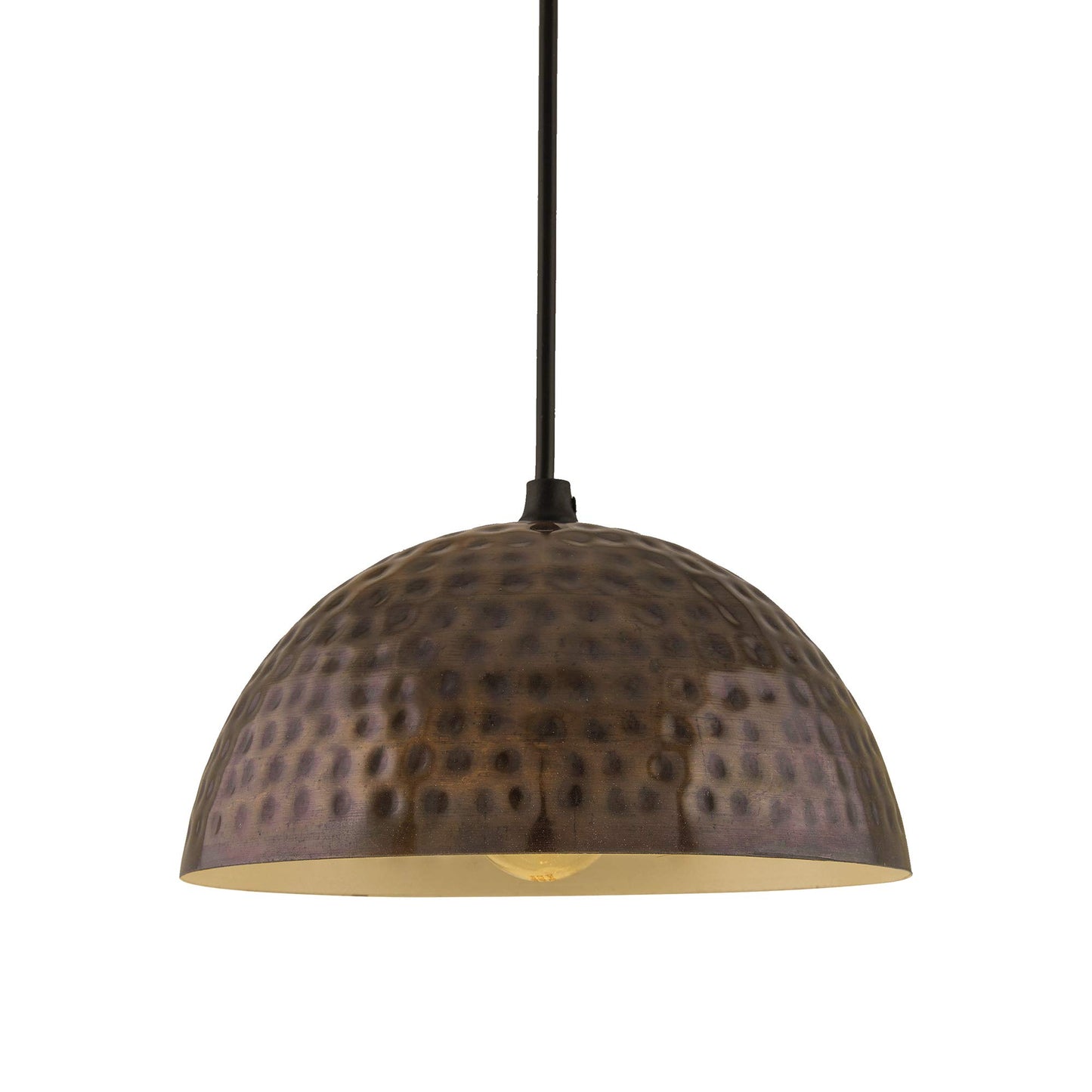 Antique copper hammered pendant, hanging lamp, 8''