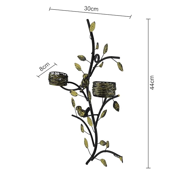 Copper Tree with Bird Nest Votive Stand Turquoise, Rose Gold, Wall Candle Holder and Tealight Candles