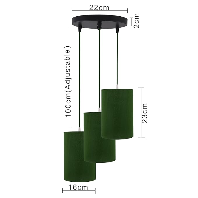 3-Lights Round Cluster Chandelier Classic CylinderHanging Shade Pendant, Decorative, Black, URBAN Retro, Nordic Style, LED/Filament Bulb