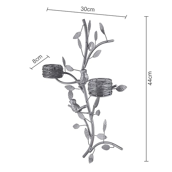 Tree with Bird Nest Votive Stand Turquoise, Wall Candle Holder and Tealight Candles