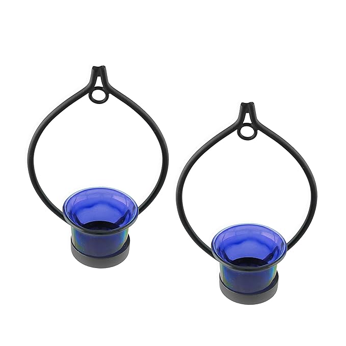 Set of 2 Decorative Black Eye Wall Sconce/Candle Holder With Glass and Free T-light Candles