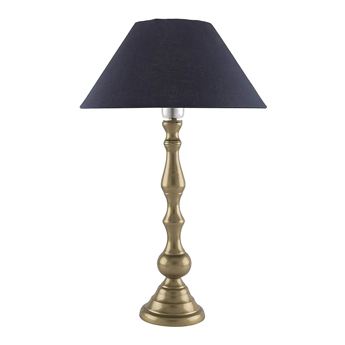 Teardrop gold brushed lamp with shade