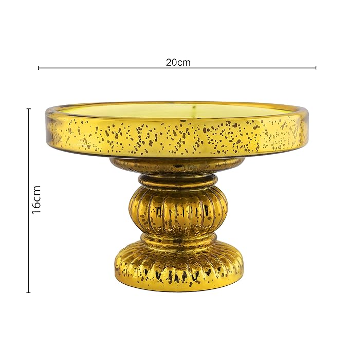 Antique Golden Glass Cake Stand With glass dome, dessert/cupcake display stand, 20 cm