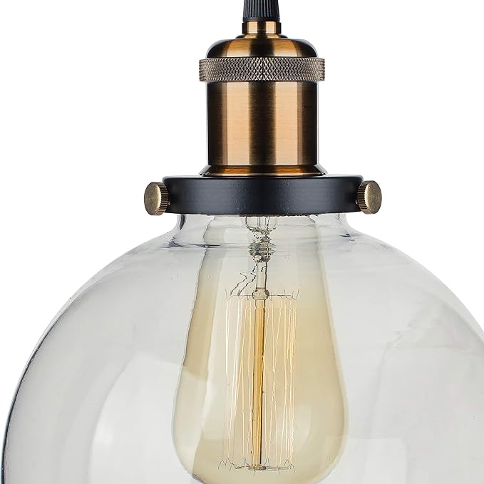 3-Lights Linear Cluster Chandelier Modern Glass Globe Hanging Light, Antique Socket, E27 Holder, Kitchen Island Ceiling Light URBAN Retro