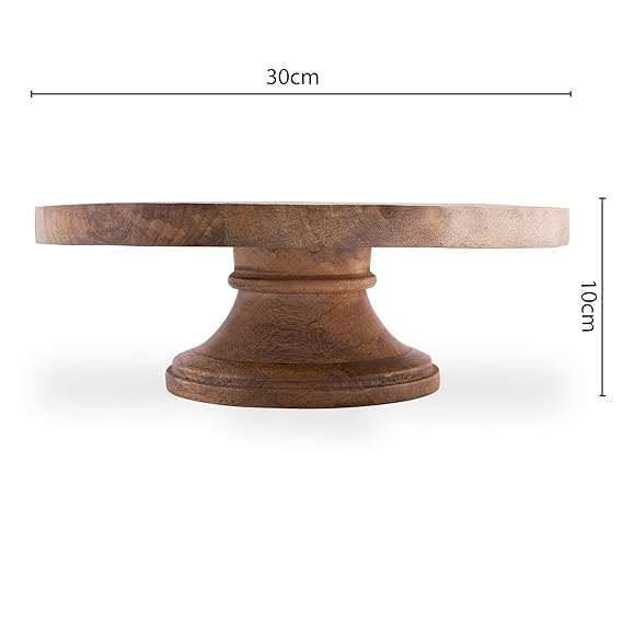 12 Inch Round Wooden Cake and Dessert Pedestal Display Stand