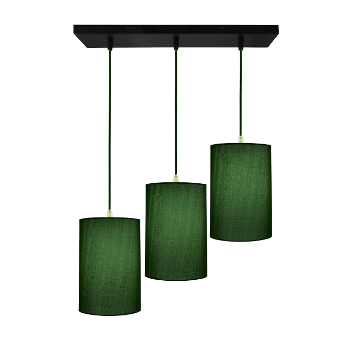 3-Lights Linear Cluster Chandelier Classic Cylinder Hanging Shade Pendant, Decorative, Black, Kitchen Area and Dining Room Light, LED/Filament Light