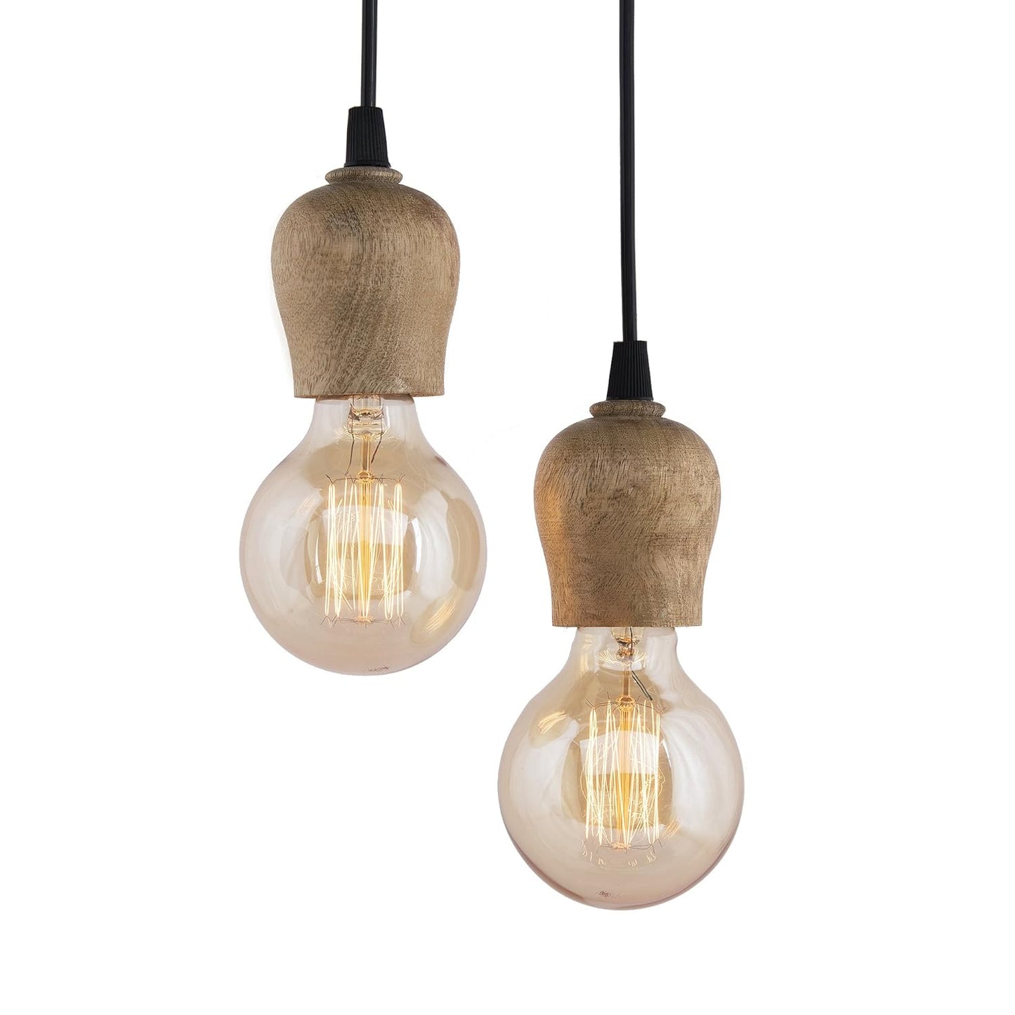 Edison Filament Wooden walnut Bubble Bulb Holder, Urban, retro, nordic style, with fixture