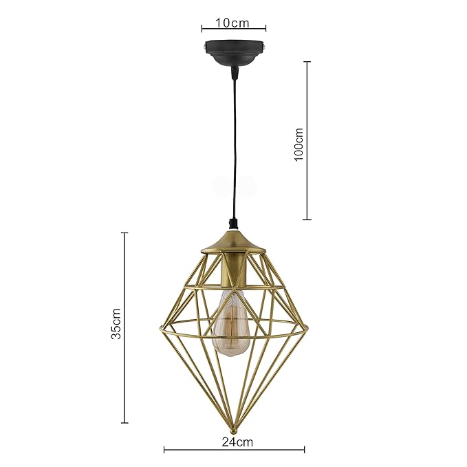 Golden Vintage Edison Filament hanging classic Gem, E27 hanging ceiling light for LED/filament bulb, decorative urban retro lighting