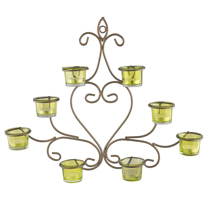 8-Votive Chic Golden Iron Wall Sconce Candle Holder, Candle Tealight Holder,Wall art